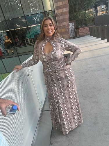 Customer photo review of Naked Print Cutout & Tie Maxi Dress