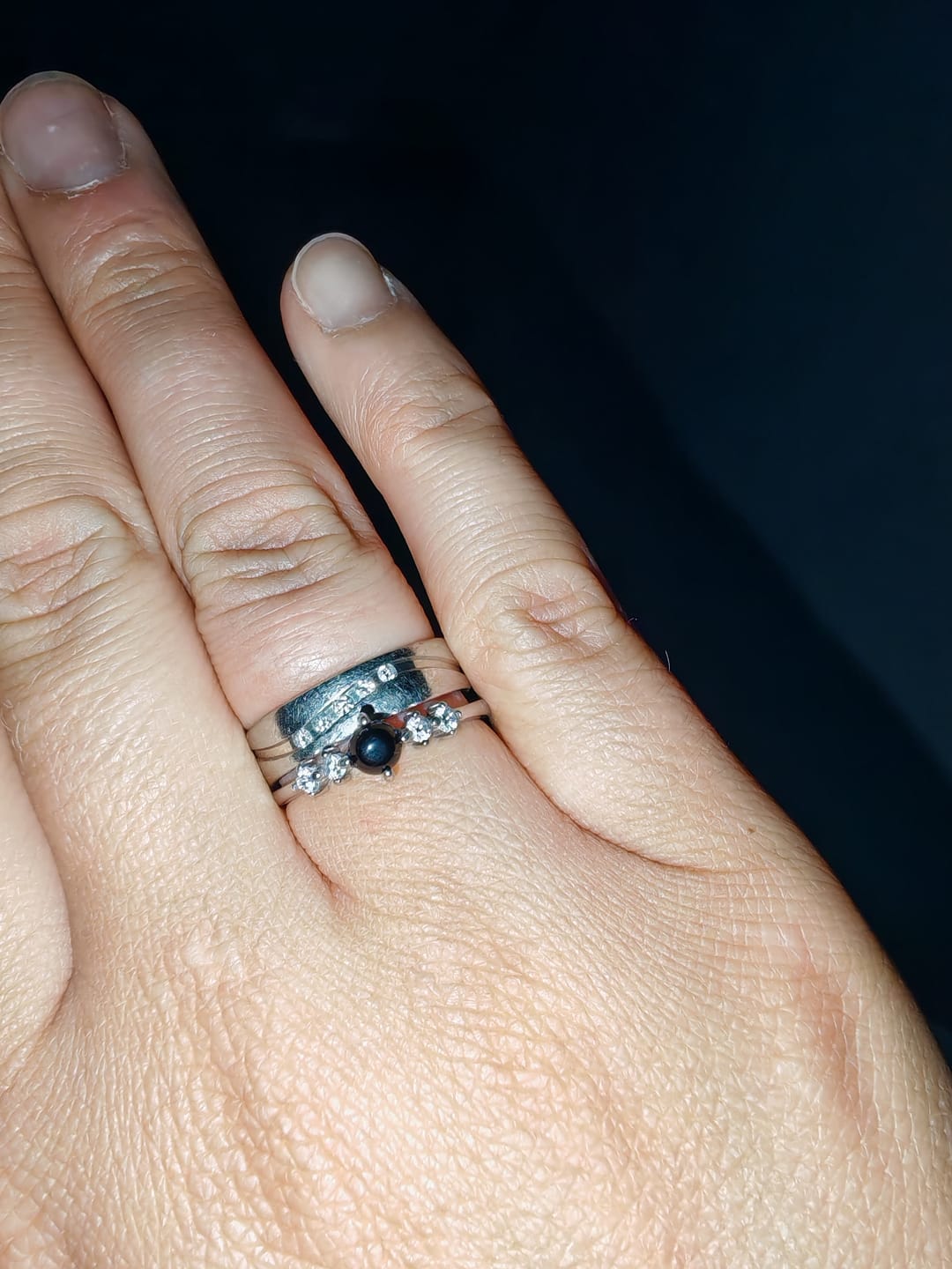 Customer photo review of Obsidian Ring - Perlenschliff rund