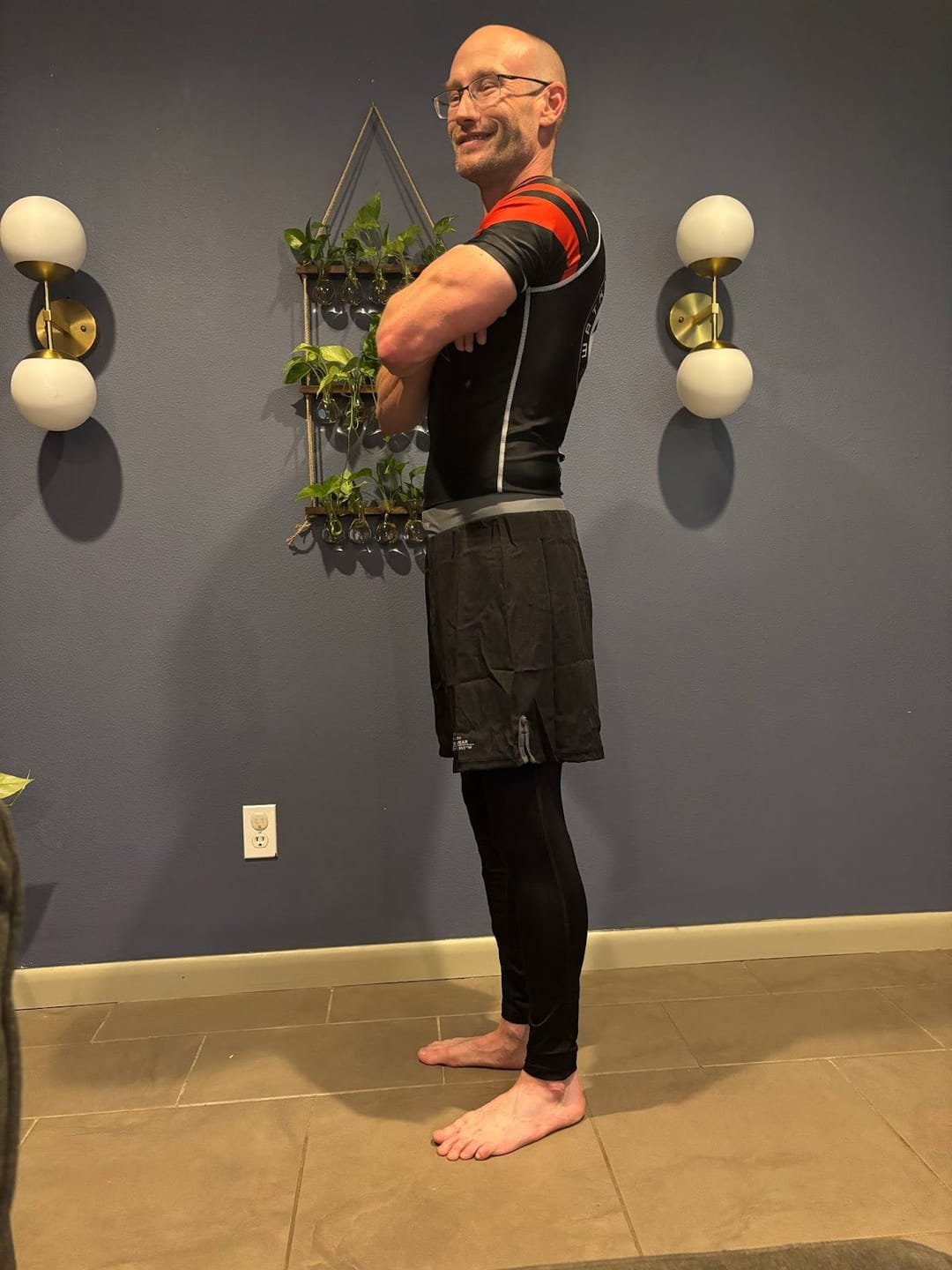 Customer photo review of Black Jack Gray No Gi Mens BJJ Shorts