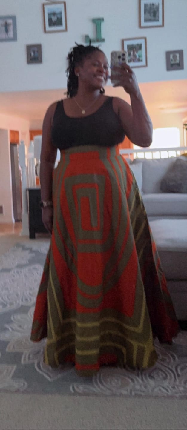 Customer photo review of ALERO African Print Maxi Skirt