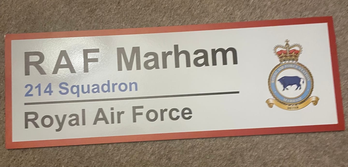 Customer photo review of RAF Station Wall Sign – Any Station Made to Order