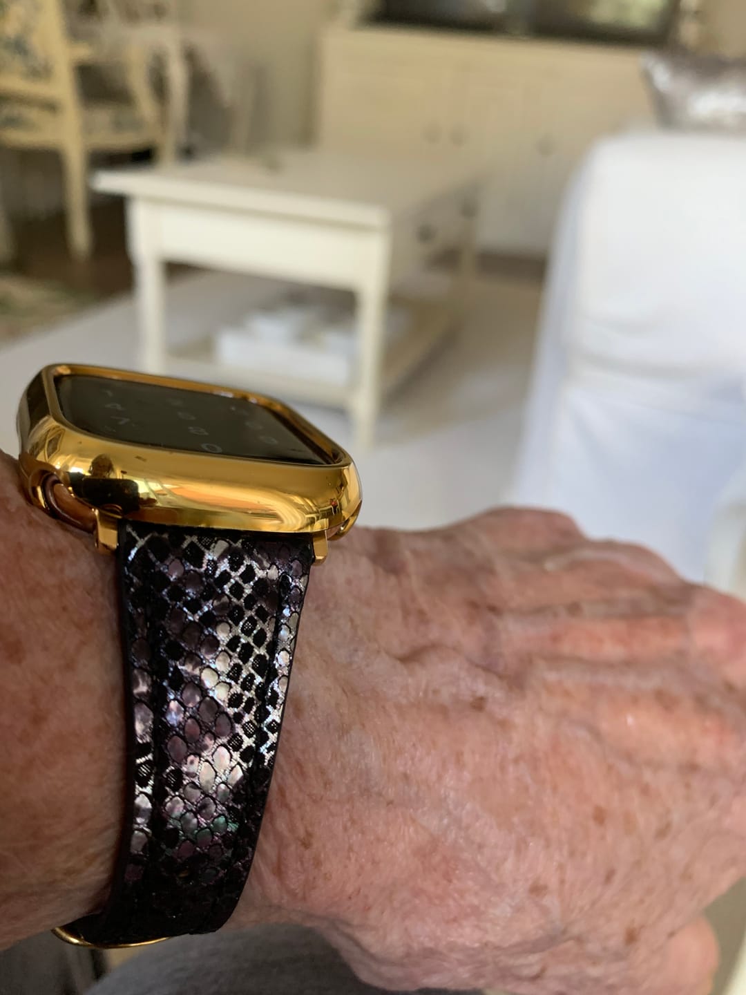 Customer photo review of Metallic Snakeskin Printed Band for the Apple Watch -  FINAL SALE