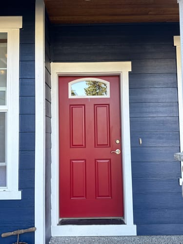 Customer photo review of Clear Arched Top Glass and Frame Kit (Fanlite 24" x 12" Frame Size)