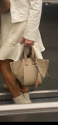 Customer photo review of LOE MINI 20 HAMMOCK BAG IN SAND BROWN CALFSKIN