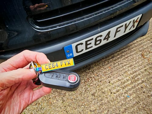 Customer photo review of Personalised Metal Number Plate Keyring