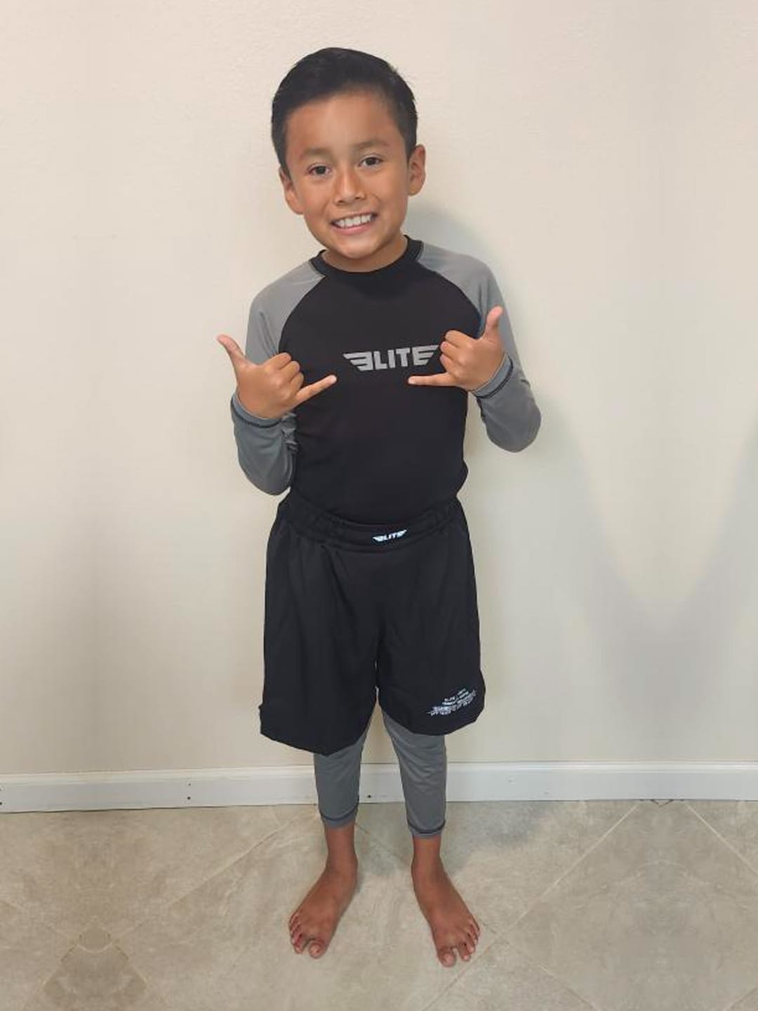 Customer photo review of Black Jack Black No-Gi Kids BJJ Shorts