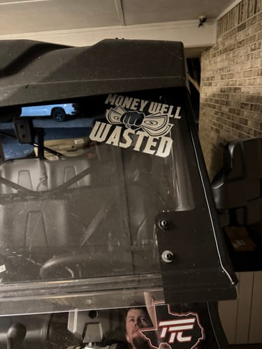 Customer photo review of MONEY WELL WASTED 2.0 DECAL