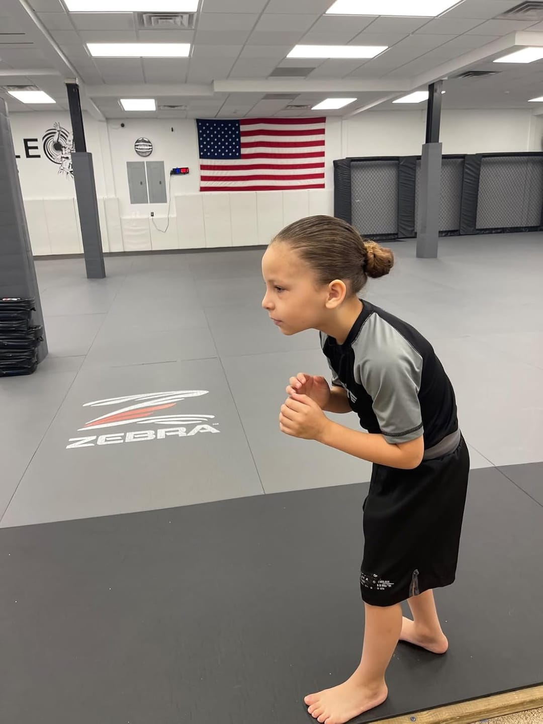 Customer photo review of Black Jack Gray No-Gi Kids BJJ Shorts