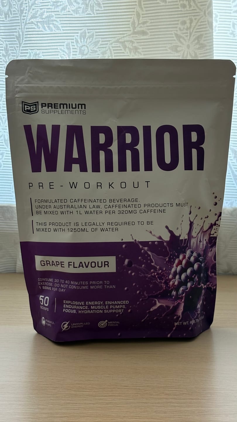 Customer photo review of Warrior High-Stimulant Pre-workout