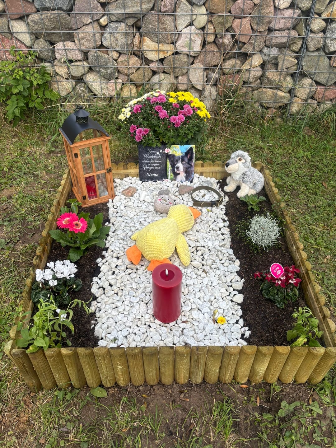 Customer photo review of Hunde Gedenktafel mit Foto & Spruch (UV- & Wetterfest)