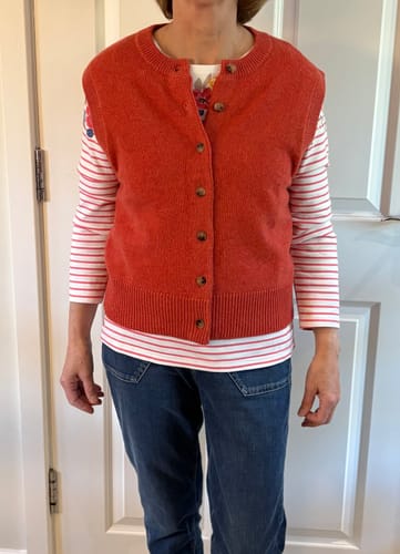 Customer photo review of Brand New Watermelon Orange Luxury Cashmere Crew Neck Waistcoat Small UK 8-10