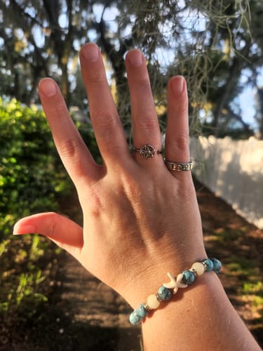 Customer photo review of Adjustable Beaded Big Eyes Cat Bracelet