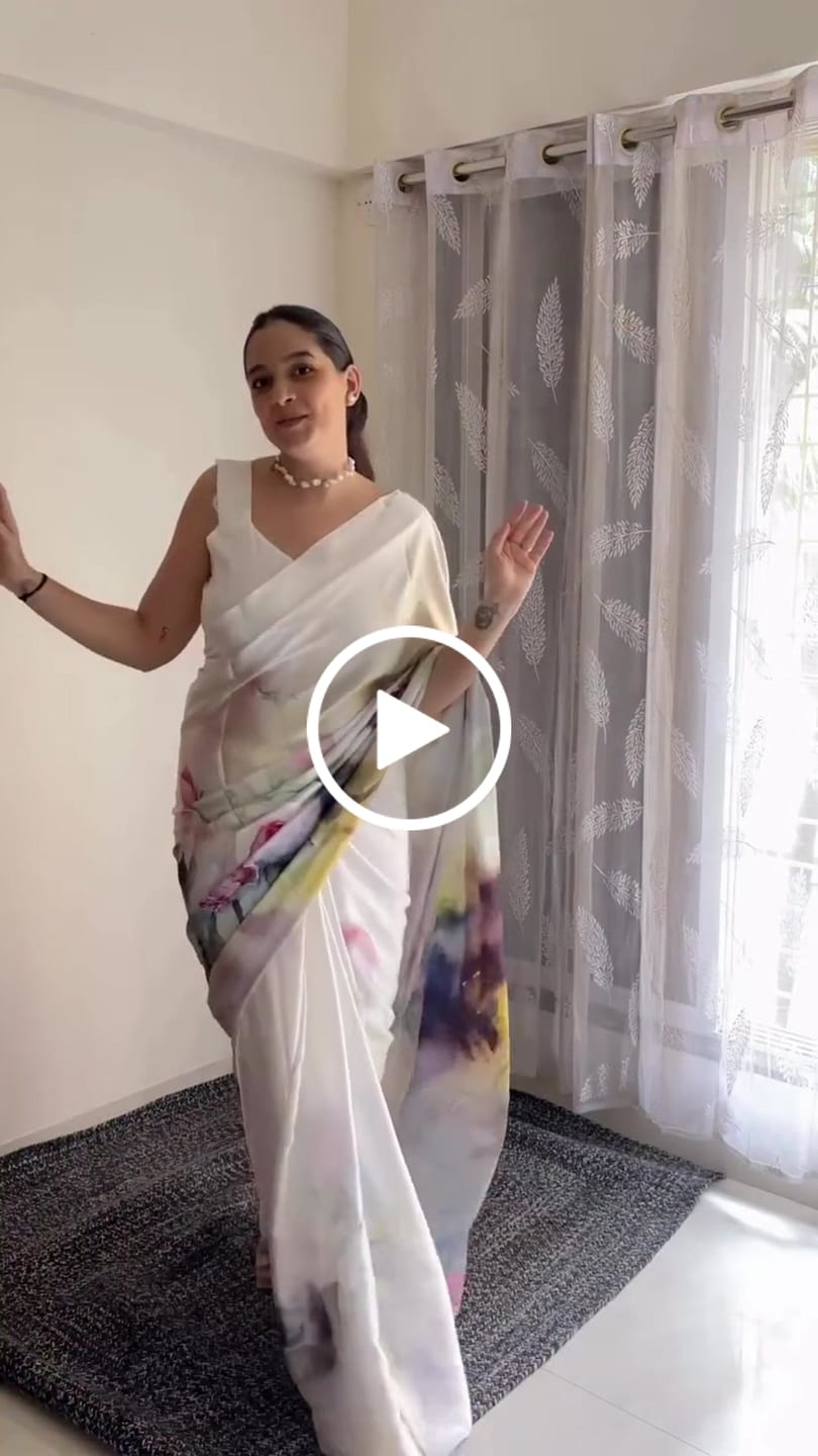 Customer video review of Silver Rust White Printed Saree