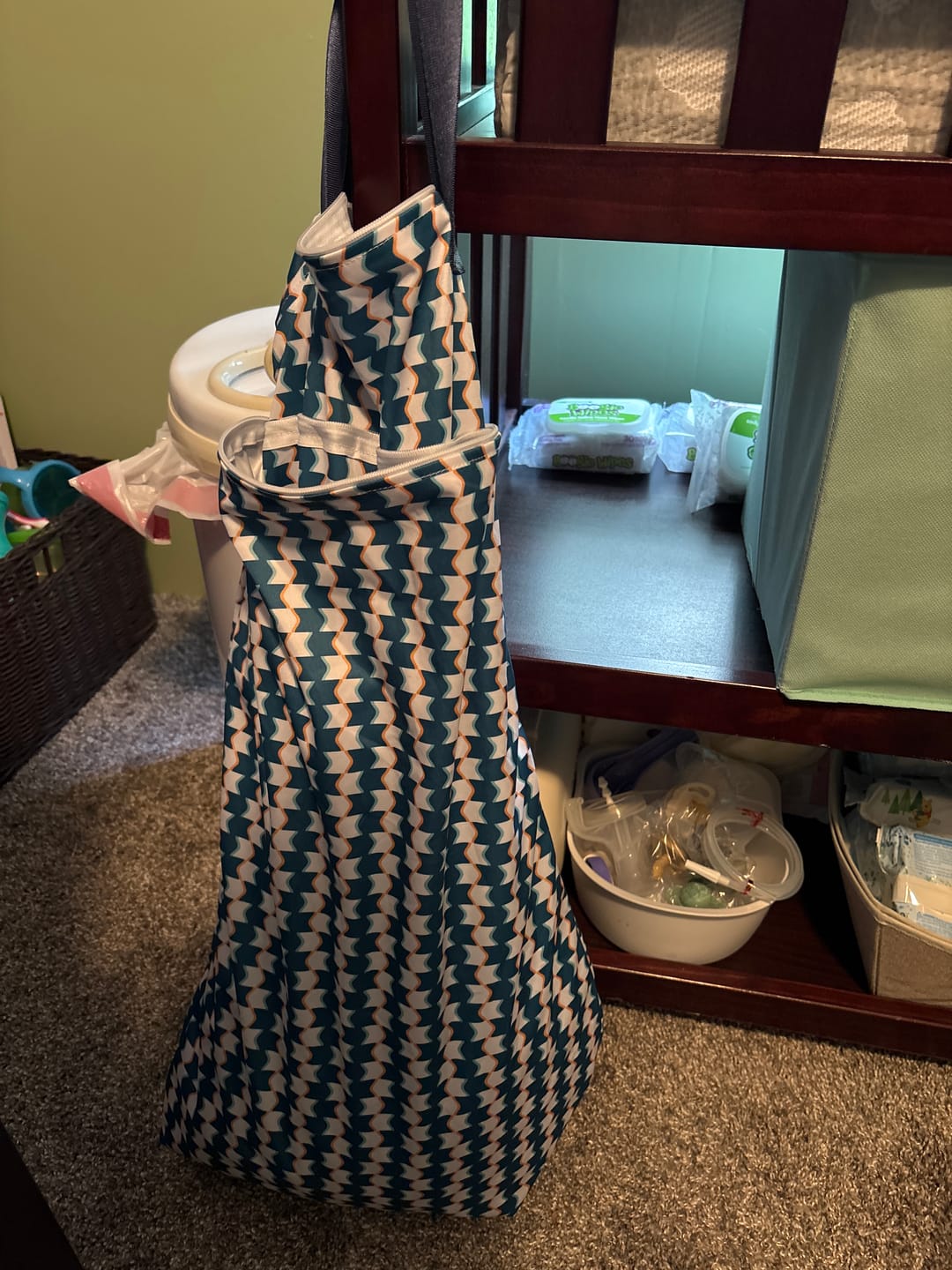 Customer photo review of Large Zipper Hanging Wet Bag, Laundry Bag with Handles