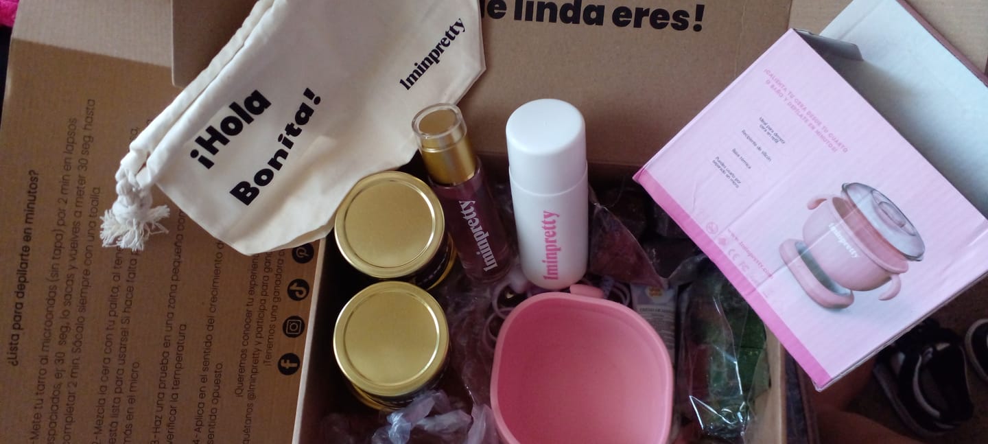 Customer photo review of Kit 1minpretty: 2 tarros de cera + fundidor + refill + extras + talco para depilar con envío gratis mx