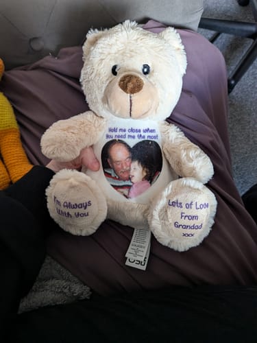 Customer photo review of Personalised Brown Teddy Bear