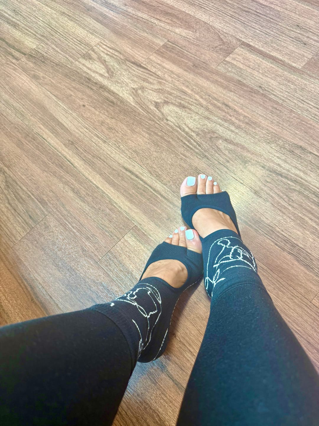 Customer photo review of Tucketts Crew Pilates Socks - Non-Slip Grip, Open/Closed Toe, Barre & Yoga - Women's
