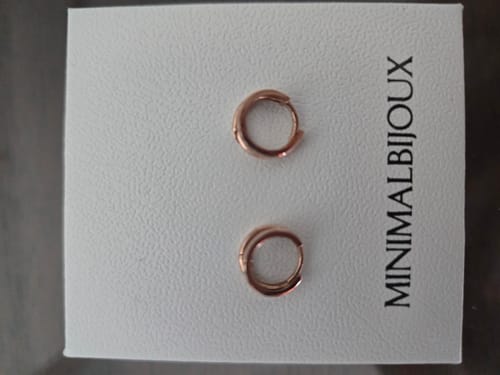 Customer photo review of 14K Gold Two Line Hoop Earring