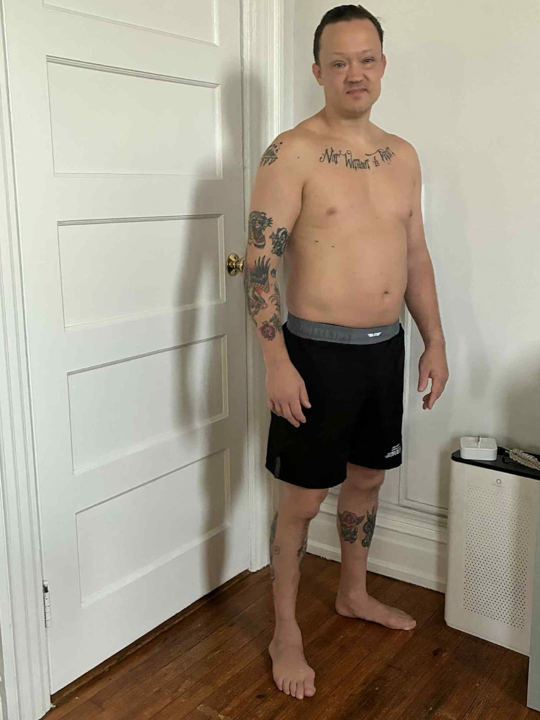 Customer photo review of Black Jack Gray No Gi Mens BJJ Shorts