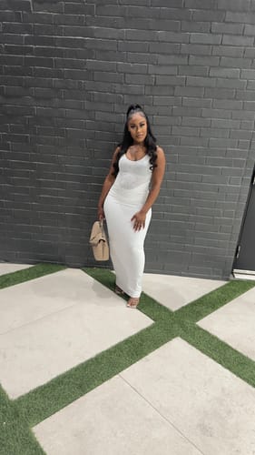 Customer photo review of Hourglass Mesh Tank Maxi Dress