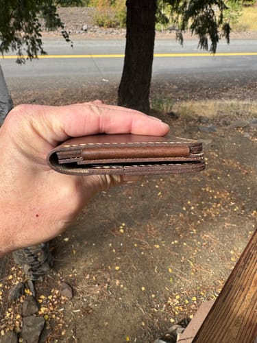 Customer photo of minimalist badge wallet