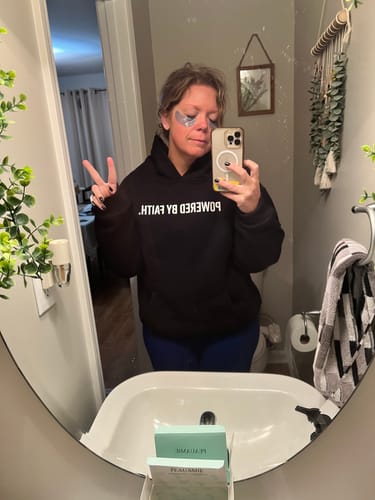 Customer photo review of Powered By Faith Hoodie