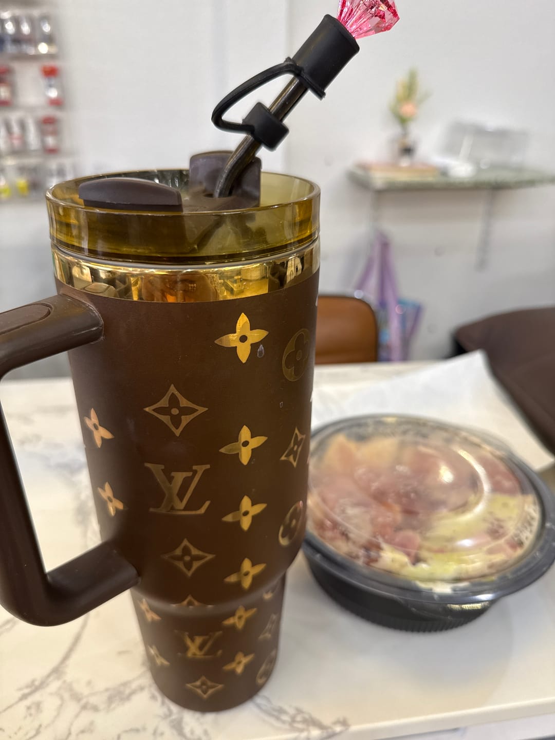 Customer photo review of Luxe Tri-Color Crystal Gem Straw Toppers (3-Pack)