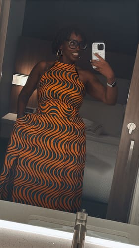 Customer photo review of NYLA AFRICAN PRINT MAXI DRESS [ORANGE]