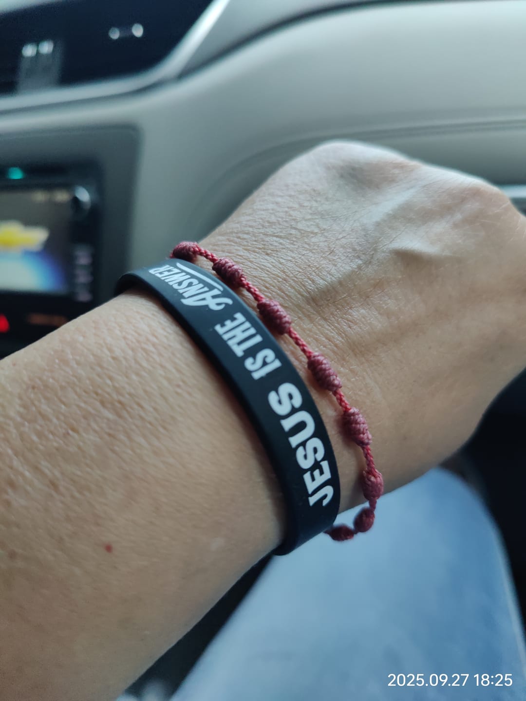 Customer photo review of Jesus Is The Answer Wristband