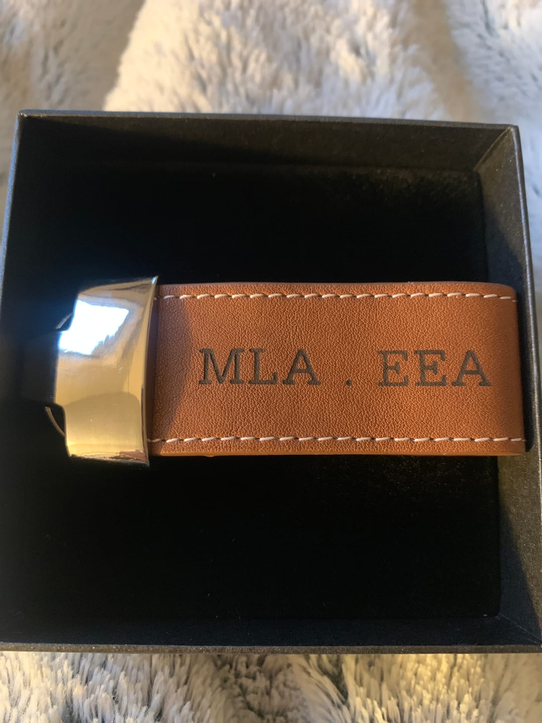 Customer photo review of Genuine Leather Keychain, Custom Personalized Key Chains with Names, Drive Safe Keychain for Him Her, Leather Gifts for 3rd Anniversary, Boho Keychain