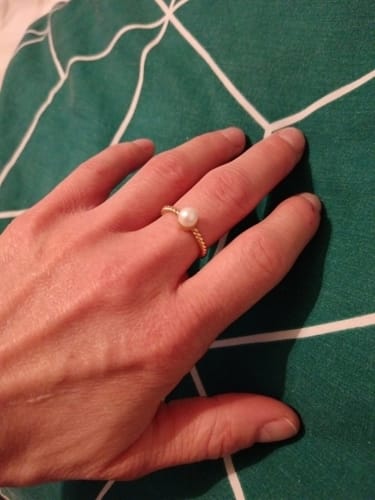 Customer photo review of bague Perle Blanche plaqué or