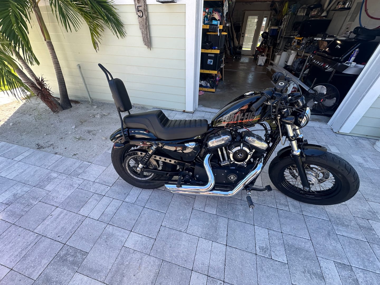 Customer photo review of Iron Born Blade 25" Sissy Bar for Harley Sportster Forty Eight Matte Black