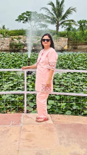 Customer photo review of HUDA PINK EMBROIDERED CO-ORD SET