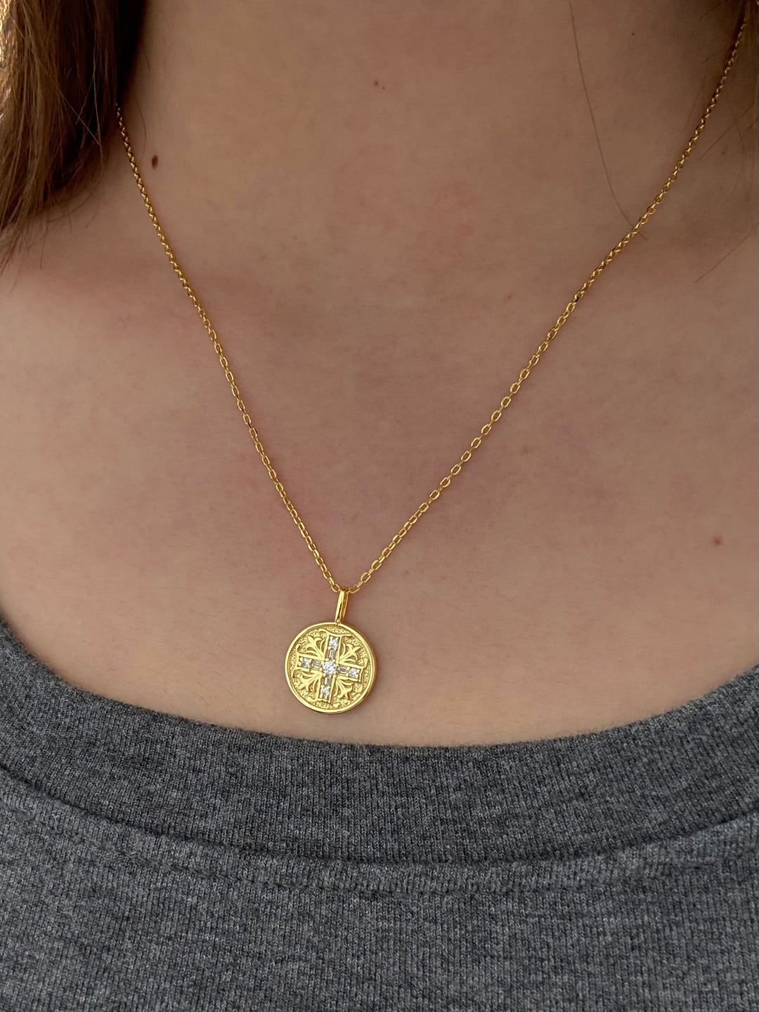 Customer photo review of Byzantine Cross Medallion Necklace
