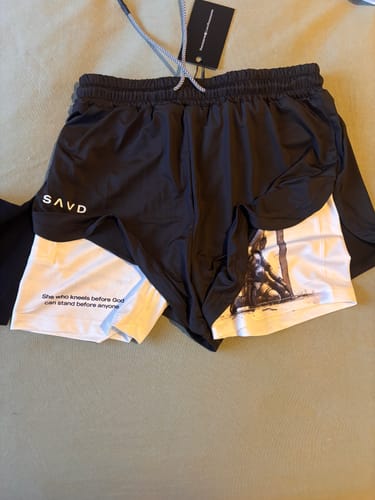 Customer photo review of 'Warrior's Prayer' Women's Performance Shorts