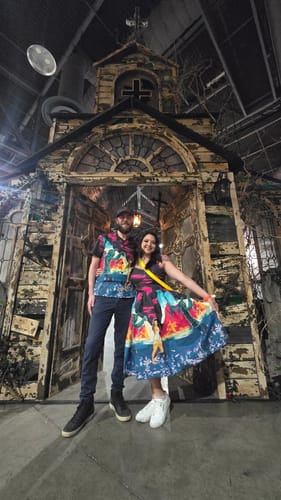 Customer photo review of Universal Monsters: Creature from the Black Lagoon Vintage Movie Poster Dress and Matching Bolero in Teal