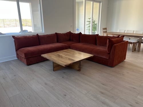 Customer photo review of Rustic Cross Base Coffee Table
