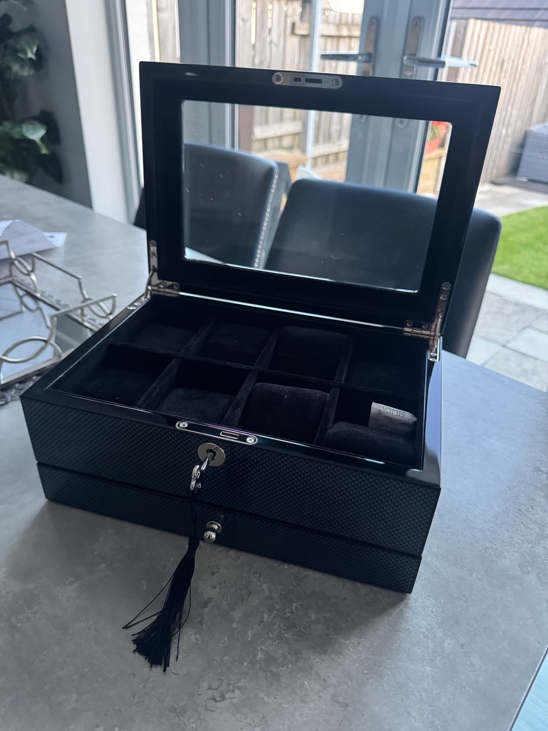Customer photo review of Kennett 8 Watch Box Valet Organiser | Carbon Fibre Storage for Watches & Accessories