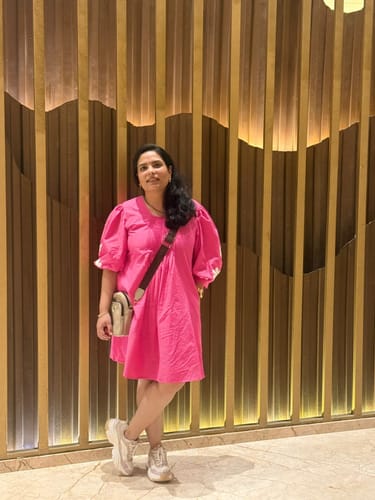 Customer photo review of MEGHAN PINK EMBROIDRED DRESS