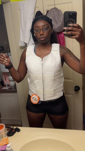 Customer photo review of White Leather - Women Bulletproof Style Motorcycle Vest