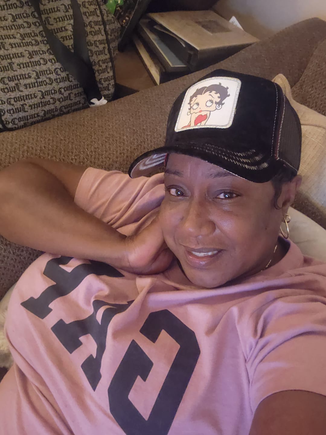 Customer photo review of OVERLORD X Betty Boop: Shy Betty Trucker Cap