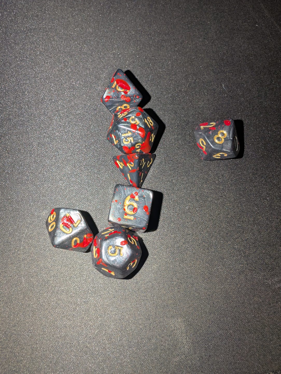 Customer photo review of Blood and Iron Acrylic Dice Set