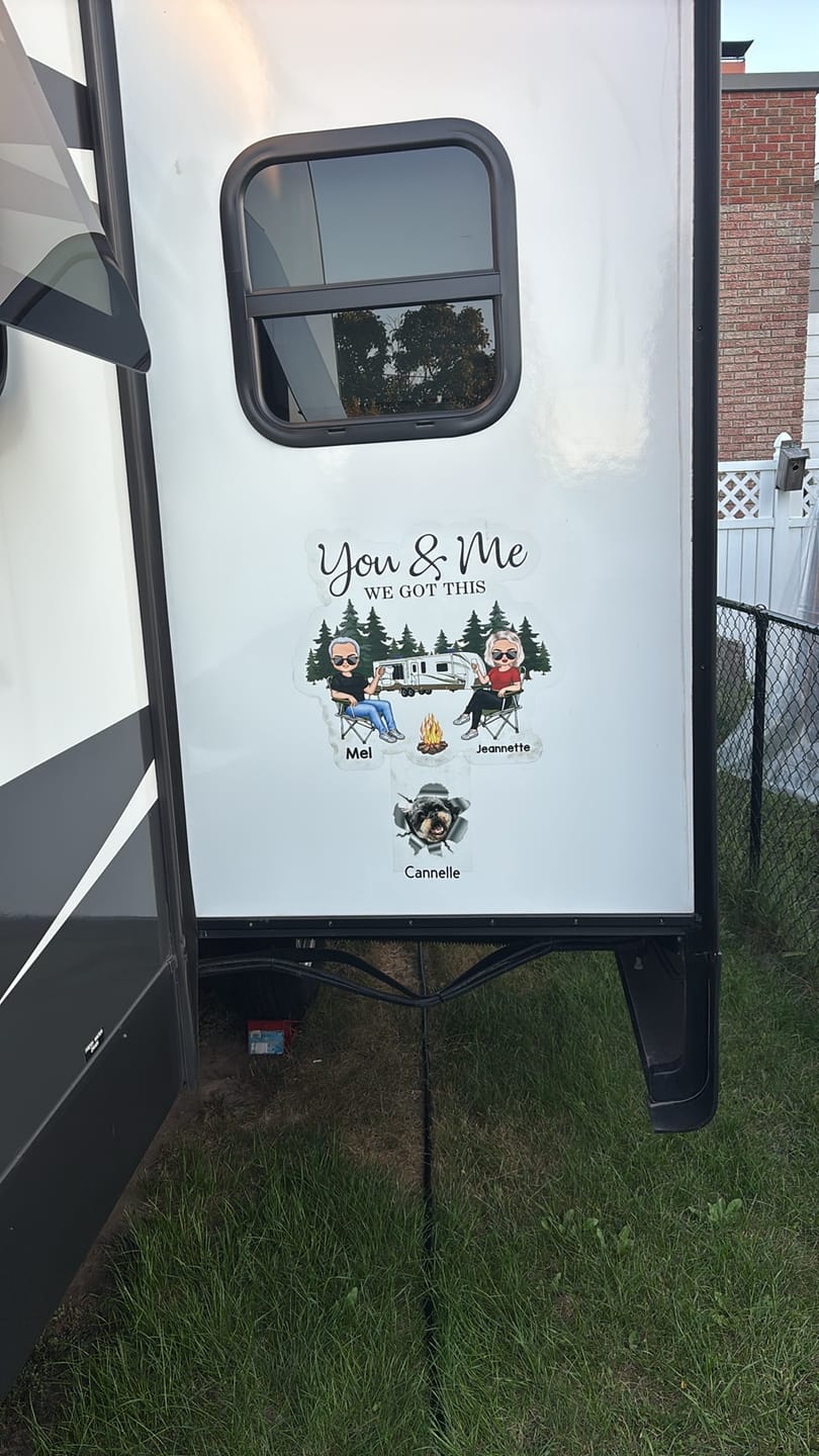 Customer photo review of Camping Partners For Life Doll Couple Sitting-Personalized RV Decal-Gift For Camping Lovers