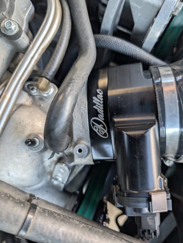 Customer photo review of 102mm 1" Throttle Body Spacer (LS 4-Bolt Pattern) 10-14018BLK