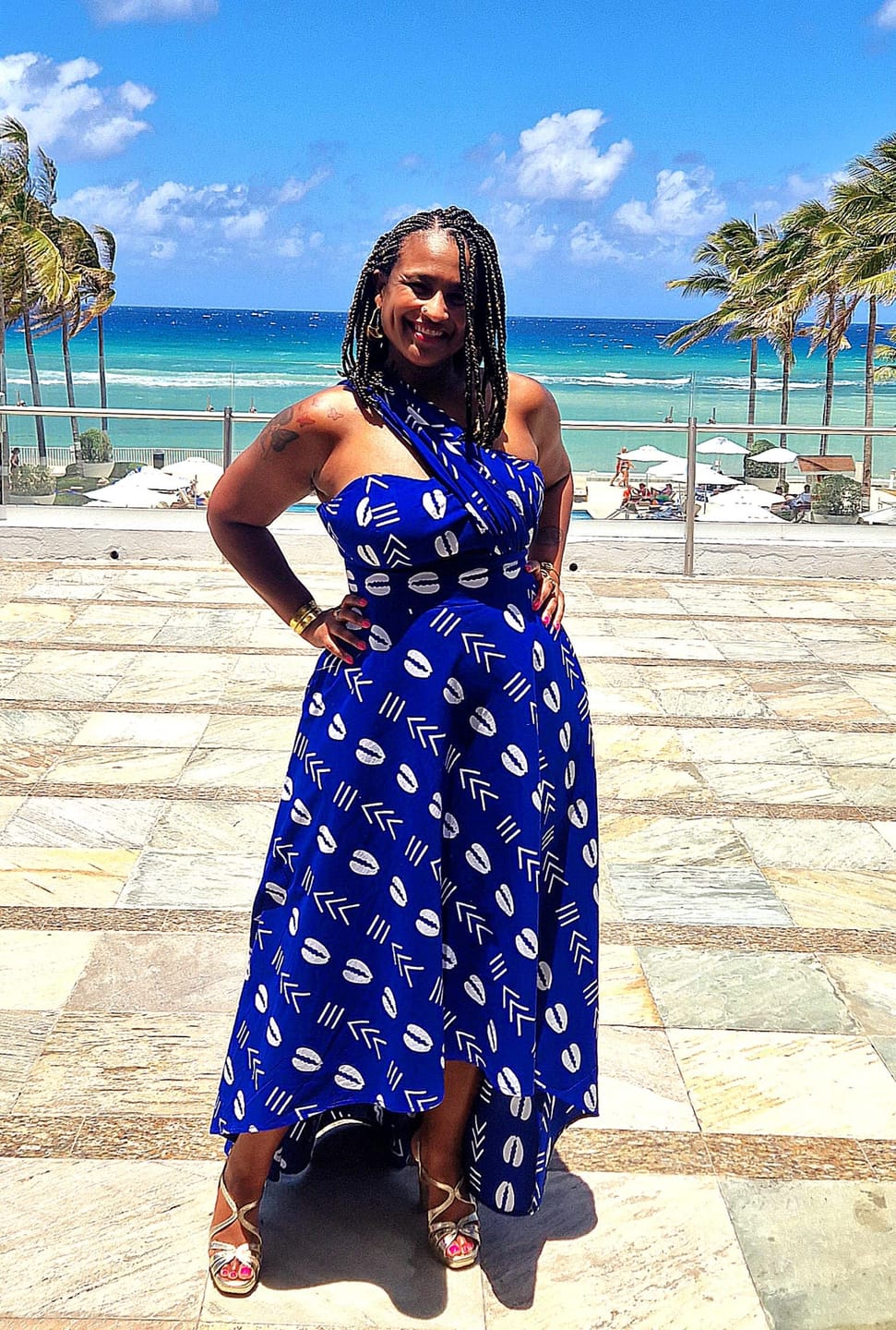 Customer photo review of BIYI African Print Ankara High Low Maxi Dress, Blue