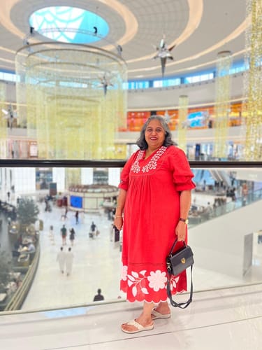 Customer photo review of FLORA RED EMBROIDERED DRESS