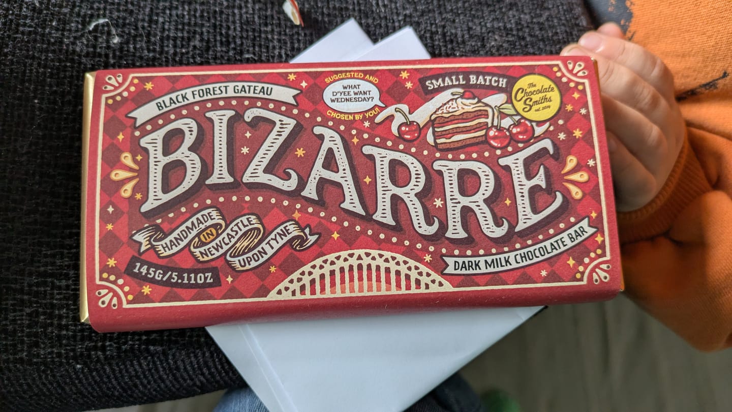 Customer photo review of Black Forest Gateau inspired chocolate bar 145g