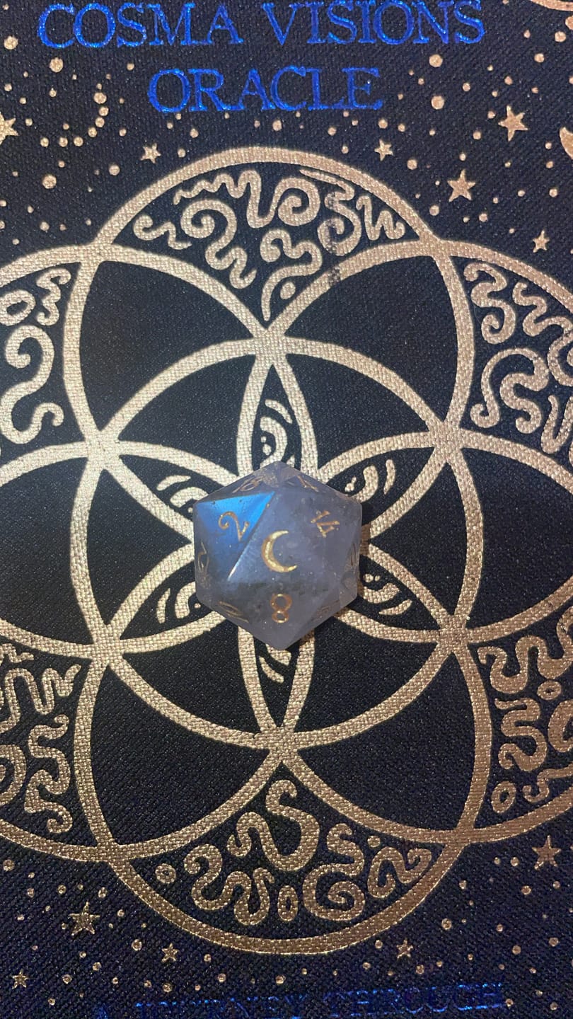 Customer photo review of URWizards D&D Phantom Quartz Gemstone Engraved Dice Set(Limited edition)