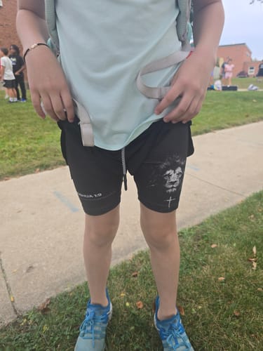 Customer photo review of Joshua 1:9 'Lion' Girls Performance Shorts