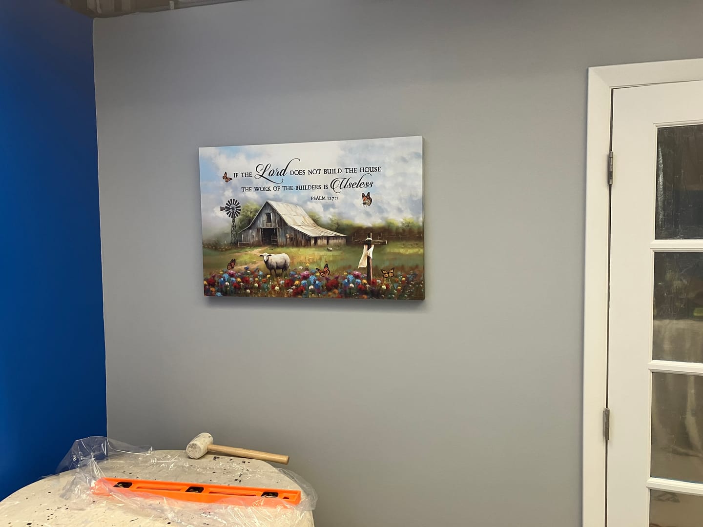 Customer photo review of If the Lord Does Not Build the House Psalm 127:1 Bible Verse Wall Art Canvas